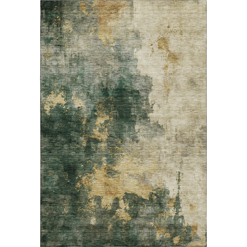 Tapis abstrait lavable à la machine de qualité supérieure Dahl AMF1072, Rectangle 10 pi x 14 pi