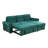 Ashton 96.5"W Green Velvet Fabric Reversible Sleeper Sectional Sofa Chaise-1795924552