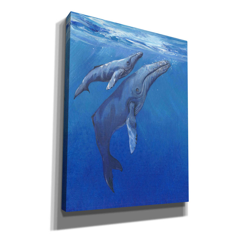 «Under Sea Whales I» par Tim O'toole, art mural sur toile, H 34 po x l 26 po x P 1,5 po