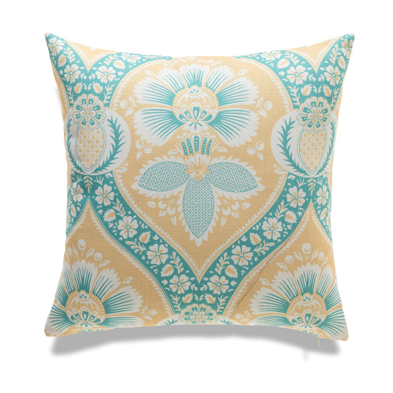 Patterns With Polyester Insert Pillow, Yellow/Blue/White