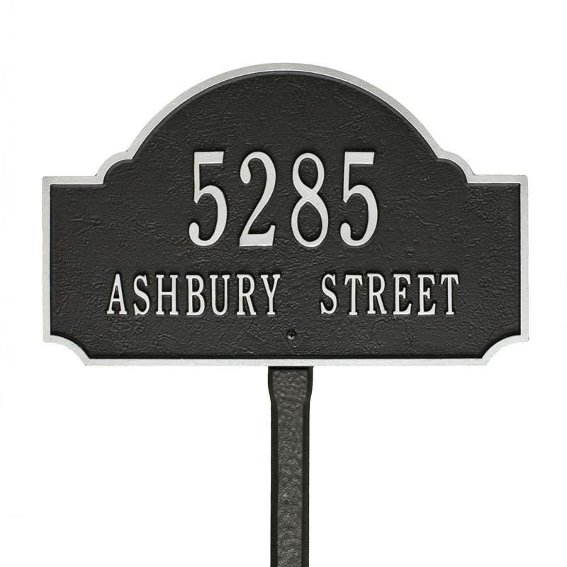 Fitzwilliams 2-Line Lawn Address Sign, Black/Silver, Yes