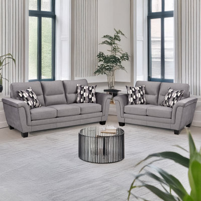 Ensemble de canapé et causeuse en tissu Beeston, gris