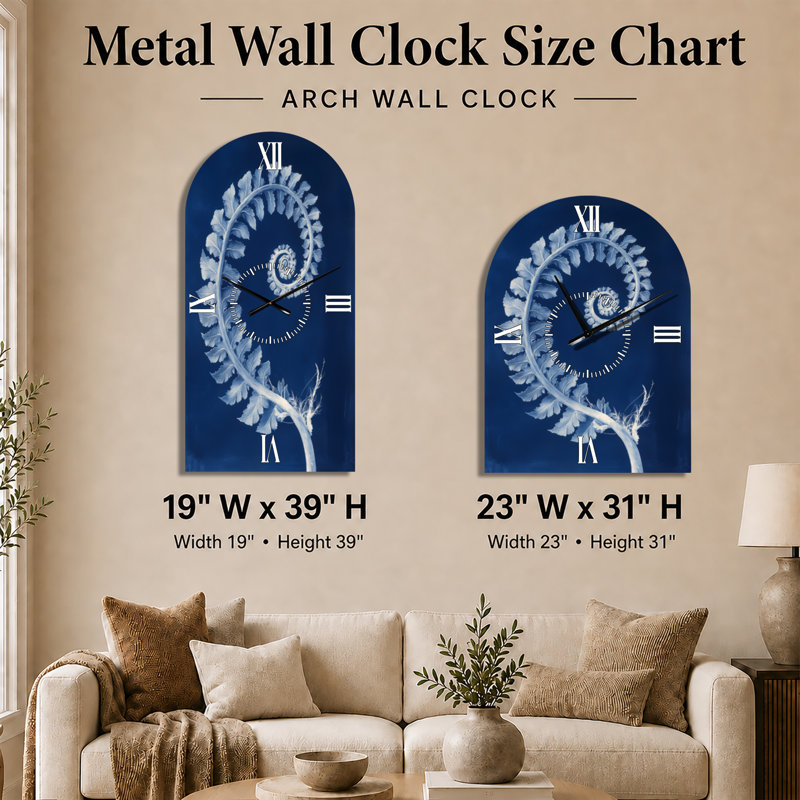 Horloge murale en métal prussien II, 39" H x 19" W - Arch