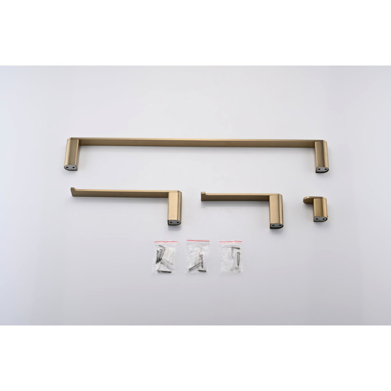 Stainless Steel Bathroom Accessories , 4, Wall Mounted, Brushed Gold Components Pack,