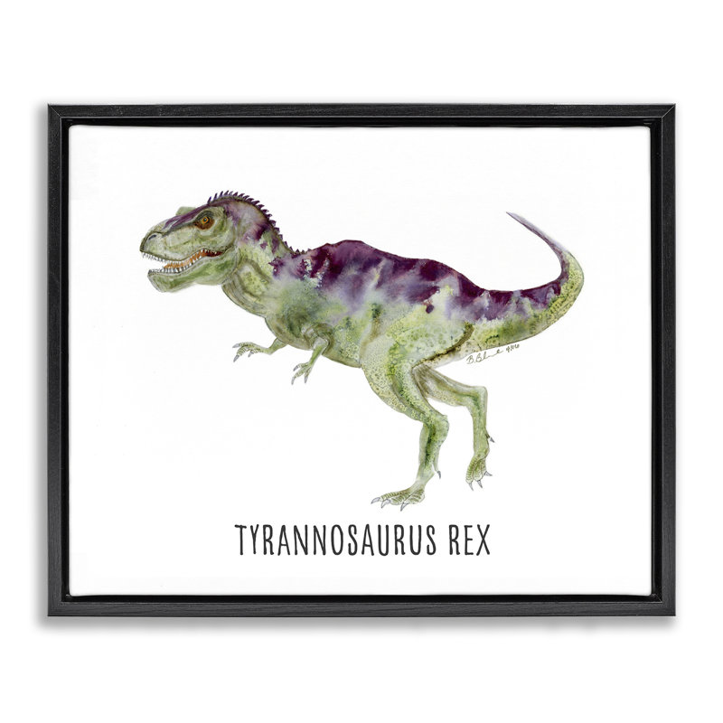  Tyrannosaure, Rex, dinosaure, art mural sur toile par Brett Blumenthal, Cadre flottant noir de jais, H 17 po x l 21 po