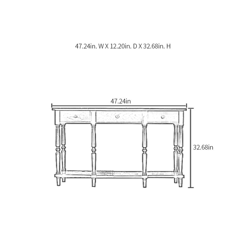 Console multifonctionnelle, H 32,68 po x l 47,24 po x P 12,2 po