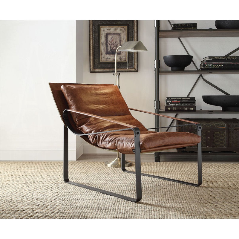 Fauteuil d'appoint ACME Quoba, cuir fleur cacao