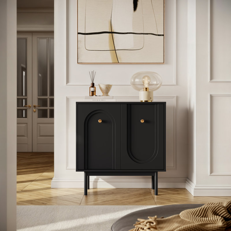 Highboard LIBERTY 2D with gold handles, Black