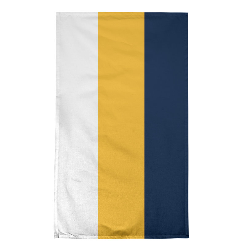 Anaheim Stripe Tea Towel Kitchen Towel, Cotton Twill, White/Gold/Blue