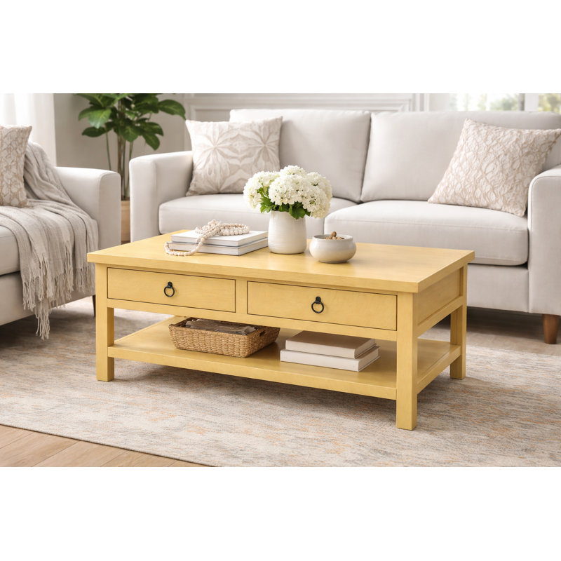 Bloomingdale Solid Wood Coffee Table, Yellow