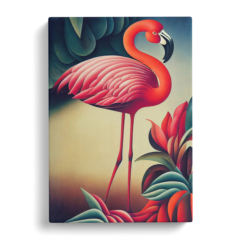 Curious Flamingo - Wrapped Canvas