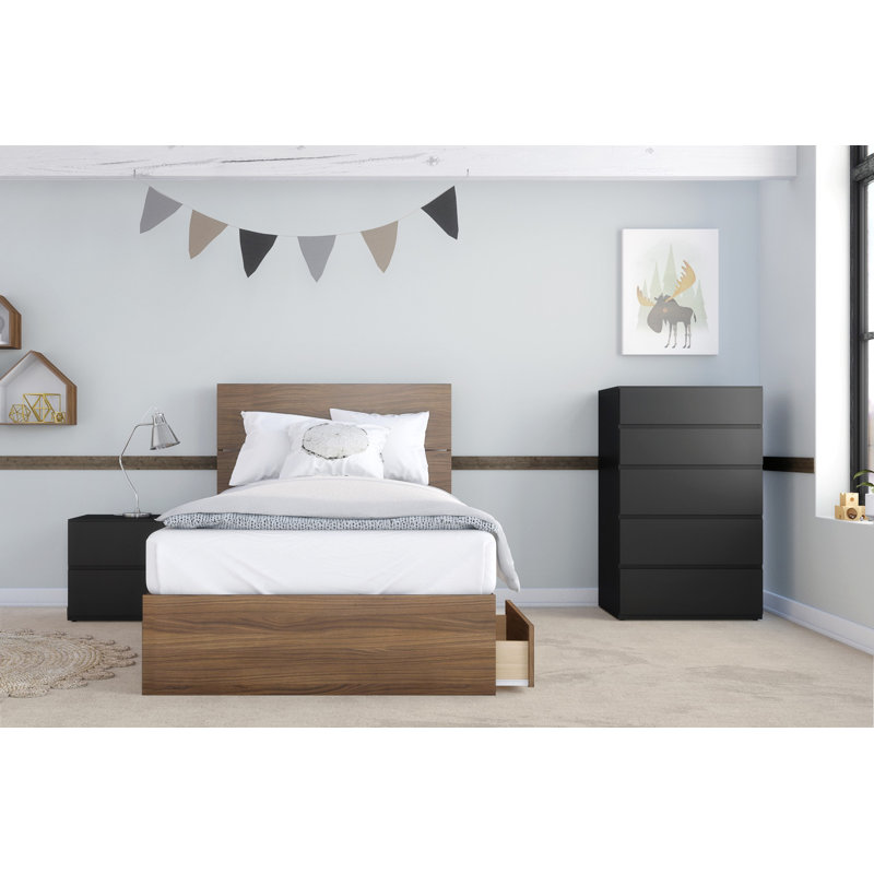 Ralston Storage Platform Bed with Headboard, Full, Walnut