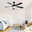 Ventilateur de plafond moderne de 52 pouces avec 3 lumières à DEL à intensité variable et 5 moteurs ABS réversibles-1500487749-1500487747