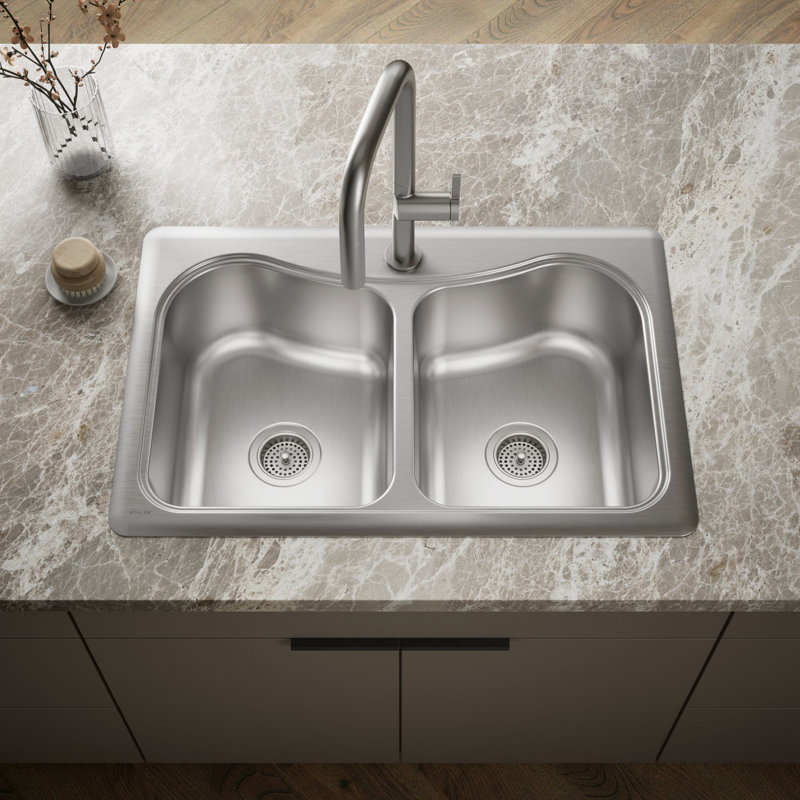 Staccato 33" L x 22" W Drop-In Kitchen Sink with Single Faucet Hole, 1 hole