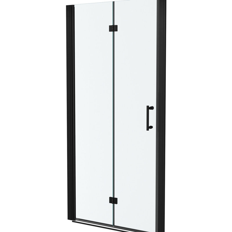 Porte de douche l 30 po x H 72 po, noir mat. Pare-étincelles de 1/4 po en verre trempé 1/4 po.