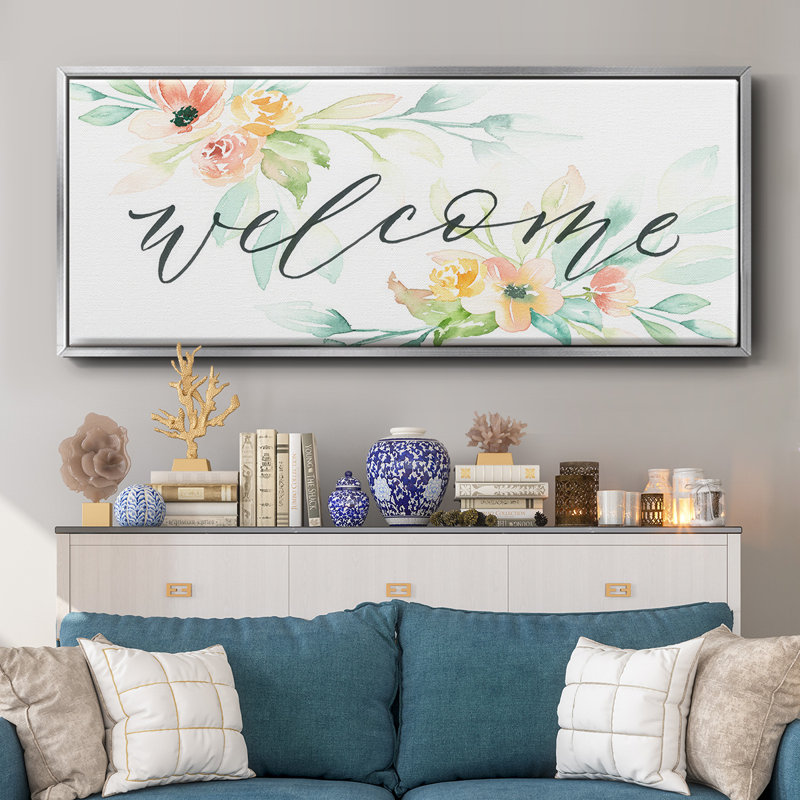 Welcome- Framed Canvas, 20" H x 50" W