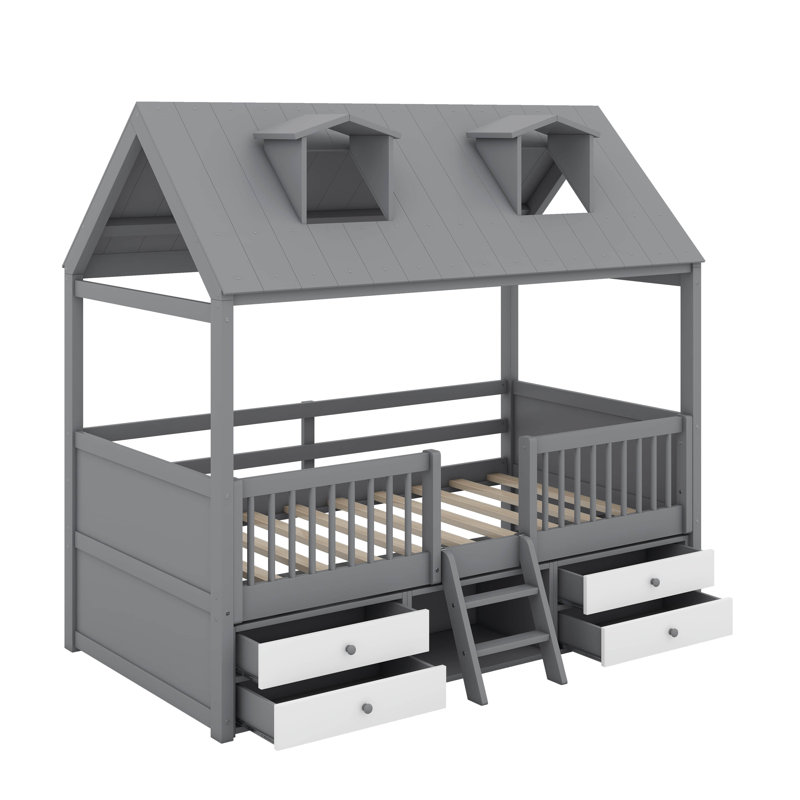 Lit simple en bois, Lit simple, Gris