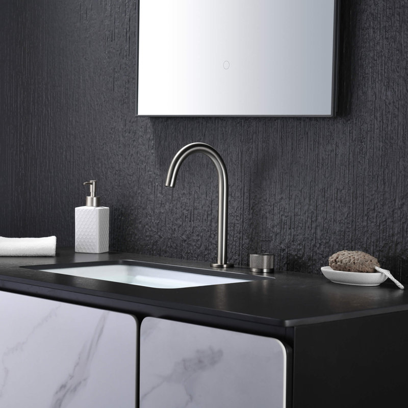 Circular X One Handle Two Holes Bathroom Vanity Sink Faucet with Drain, Brushed Nickel