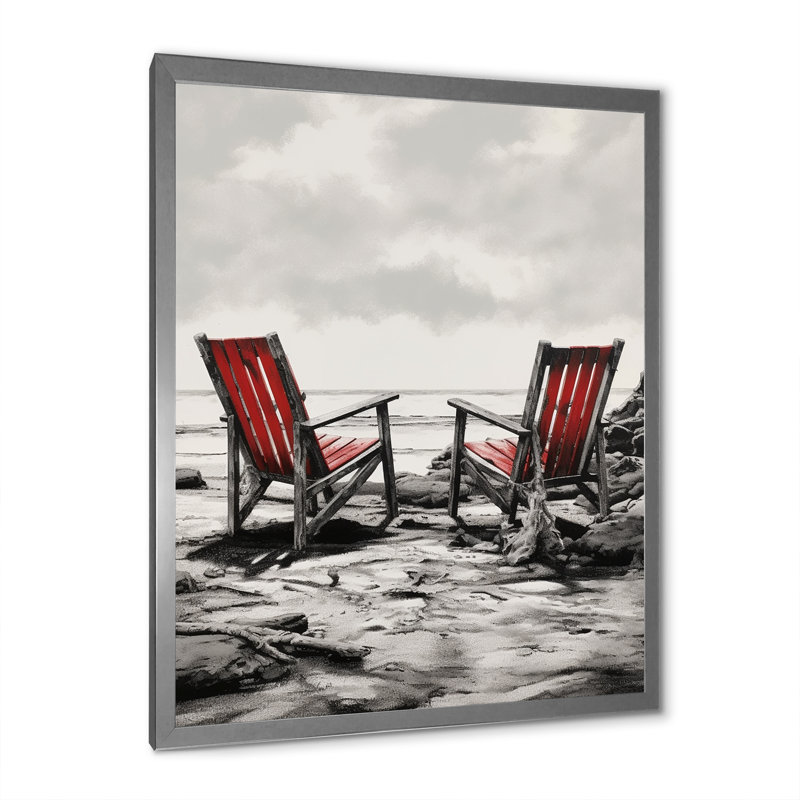 «Ocean View Chairs III», reproduction sur toile, Cadre photo argenté, H 44 po x l 34 po x P 1,5 po