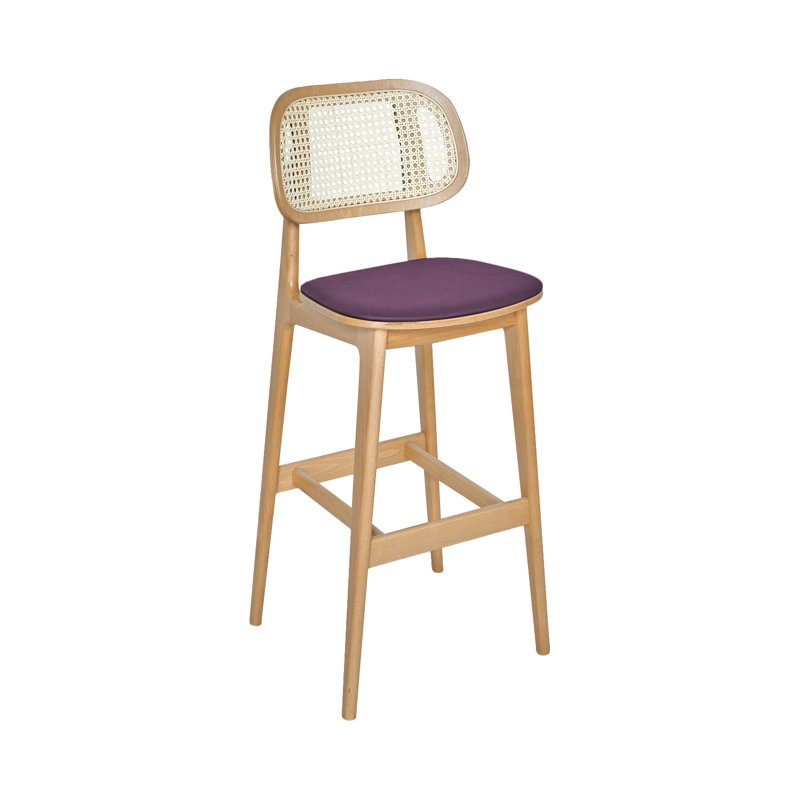 Tabouret 30 "Emma Cane, Brun clair, Mauve
