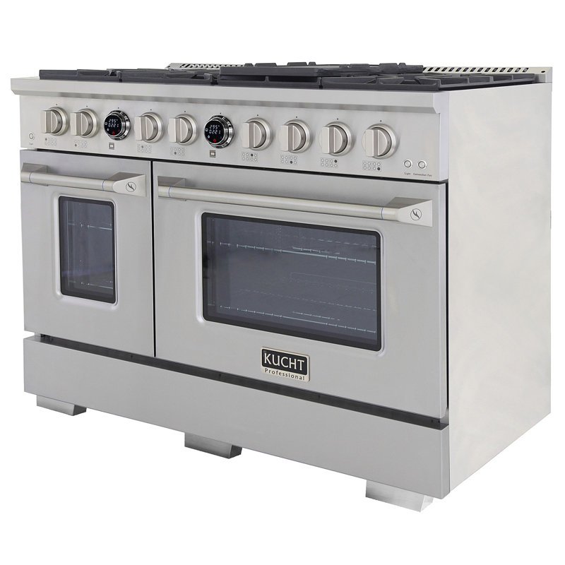 KUCHT 48 in. 6.7 cu. ft. 8 Burners Dual Fuel Range for Propane Gas in Stainless Steel with Kucht Horus Thermostat