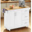 Chariot mobile pour îlot de cuisine avec abattant, 3 tiroirs et armoire de rangement sur roulettes, tablettes réglables et comptoir spacieux pour l'organisation de la cuisine