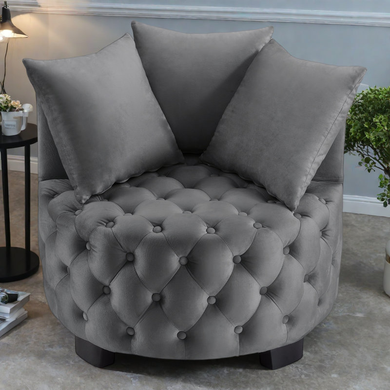 Chaise pivotante rembourrée et capitonnée, Gris foncé