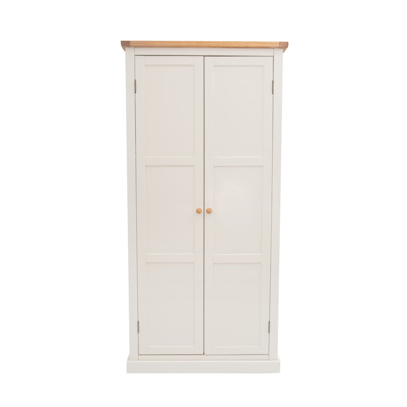 2 Door Solid + Manufactured Wood Wardrobe, White