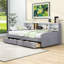 Lit plateforme simple tapissier avec tablettes de rangement et 2 tiroirs-855553693