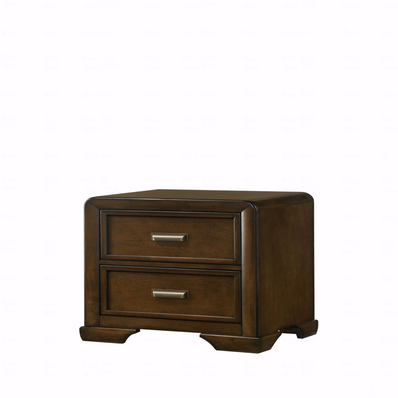 Table de chevet 2 tiroirs, meubles de chambre à coucher en bois brun foncé 1Pc