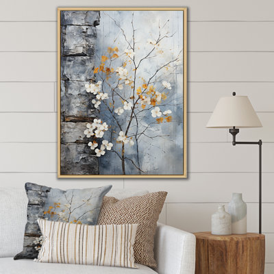 «Minimalist Granite Grape Leaves II», reproduction sur toile encadrée