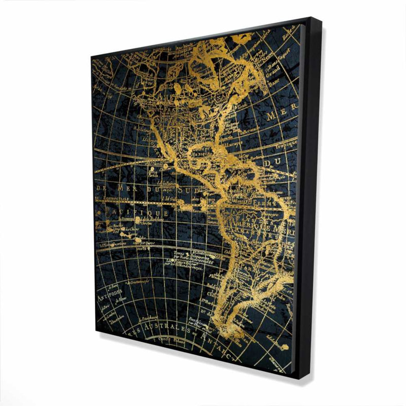 Globe terrestre bleu et marin | Toile encadrée pour la décoration intérieure, H 61,25 po x l 49,25 po