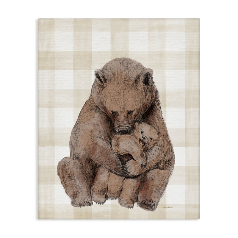 Toile en vichy avec tendres ours, conception de Daphne Polselli, H 20 po x l 16 po