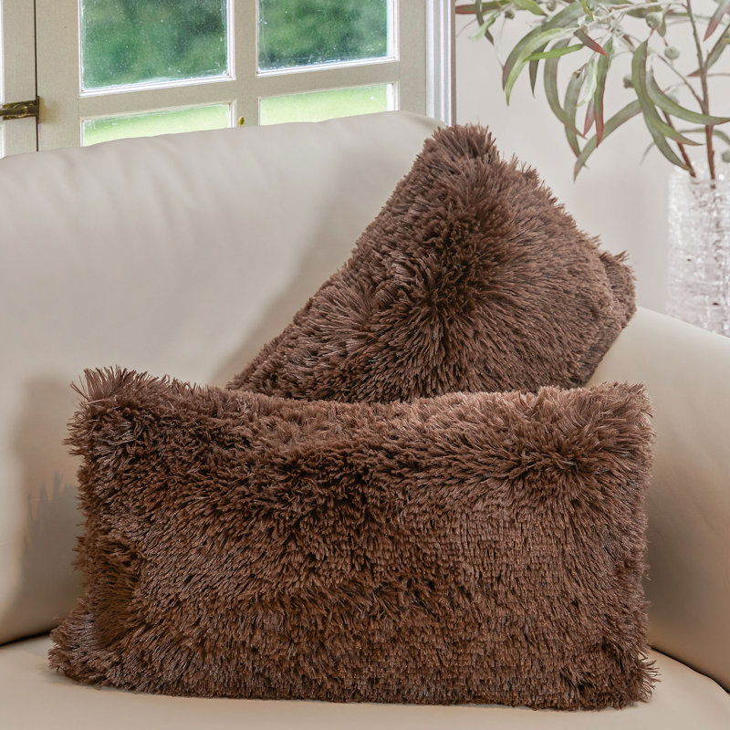 Coussins décoratifs Cheer, Chocolat, Polyester, 12 x 20