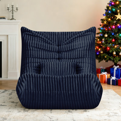 Bean Bag Chair for Adults with Lumbar support pillow, Memory Foam Giant Bean Bag Sofa with Corduroy Material Lazy Sofa for Living Room Bedroom Dorm Office, Blue