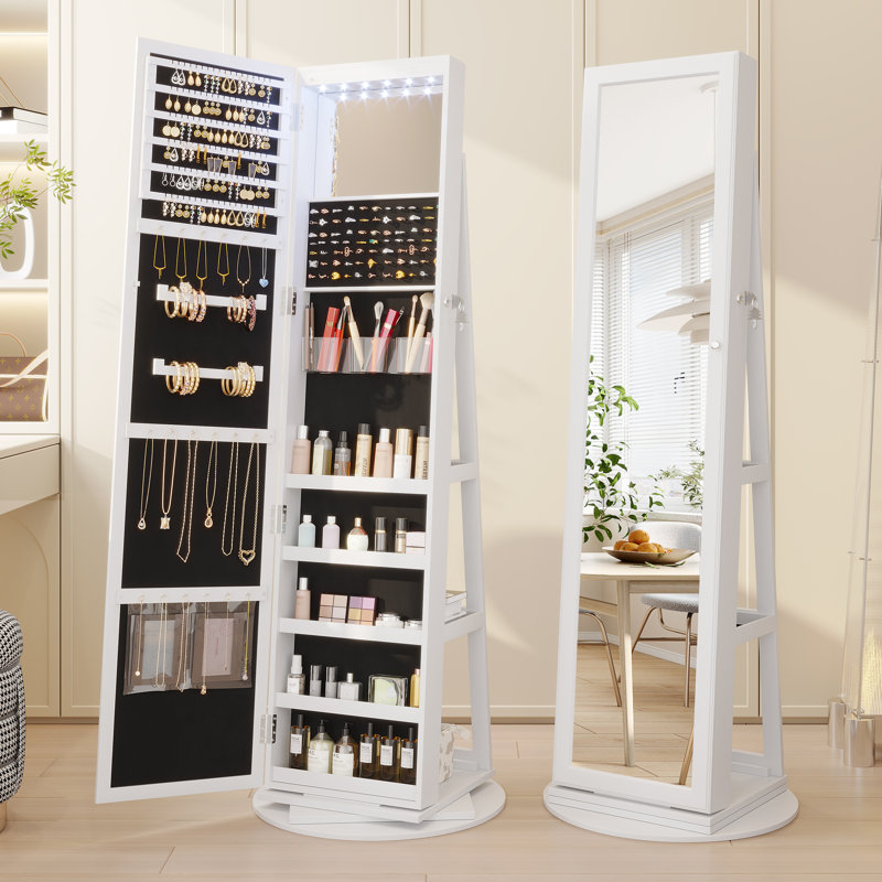 Chrisney 21.6'' Wide Jewelry Armoire with Mirror, White