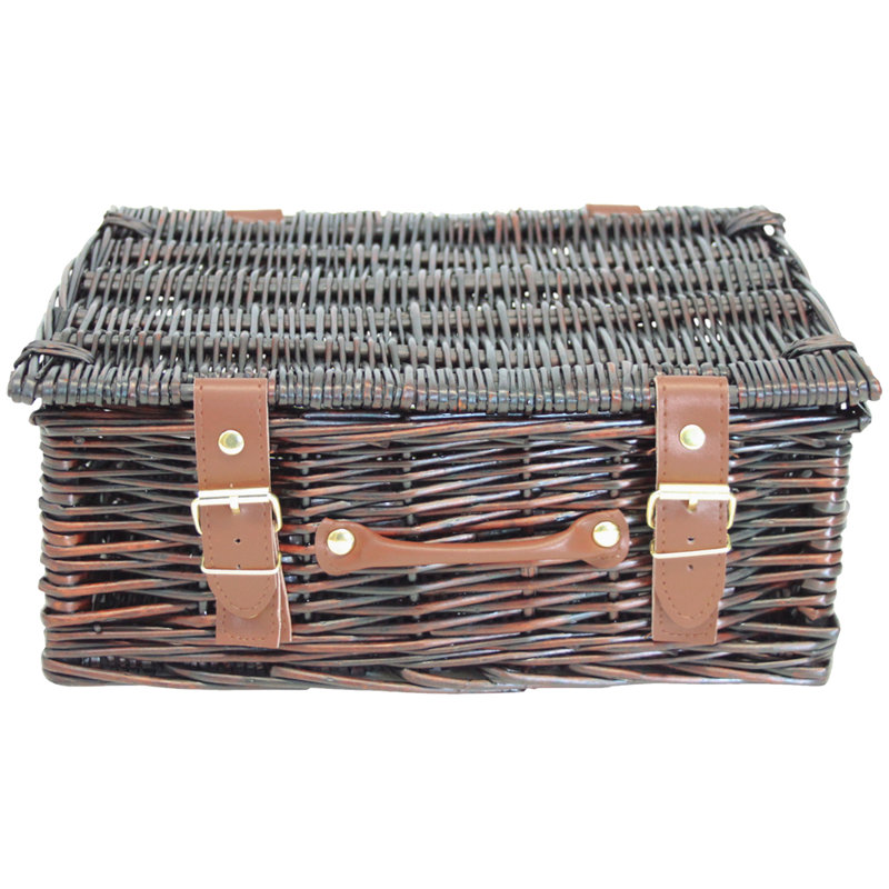 Wicker Hamper Basket with Lid, Brown, 34 L