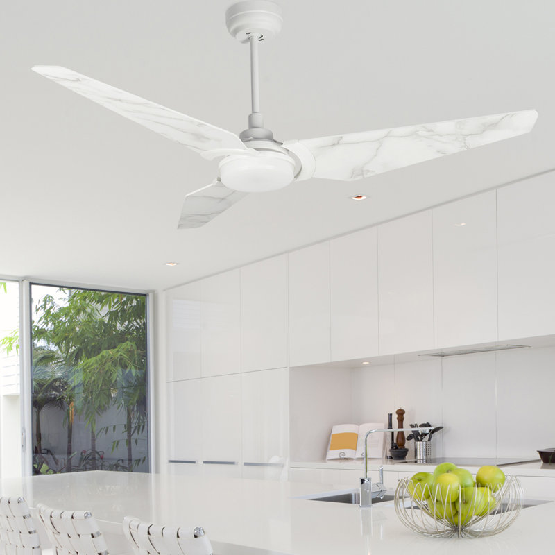 3 - Blade LED Smart Ceiling Fan with Remote Control and Light Kit Included, 52", Black/Dark Walnut