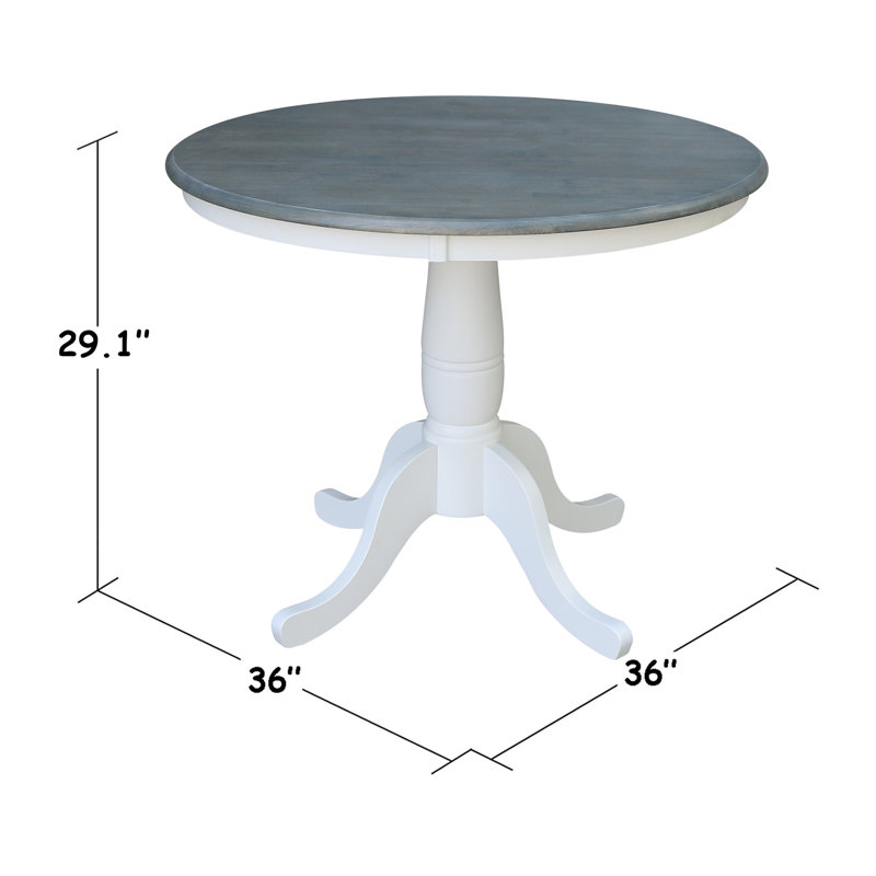 Ensemble de salle à manger en bois massif pour 2 personnes Bernuth, H 29,1 po x L 36 po x l 36 po, Blanc / gris bruyère