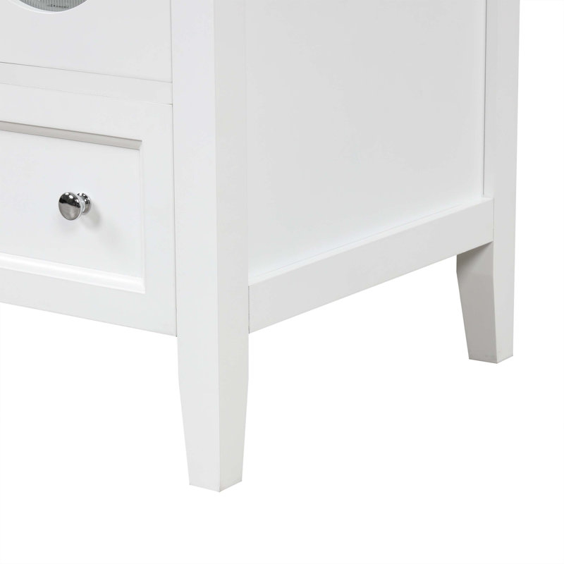 White 24" Freestanding Bathroom Vanity with Ceramic Sink