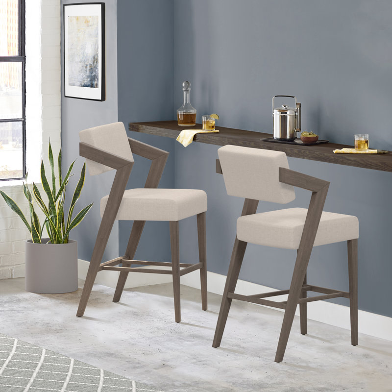 Kynlee Upholstered Counter Stool, Aged Gray, Bar Stool (30" Seat Height)