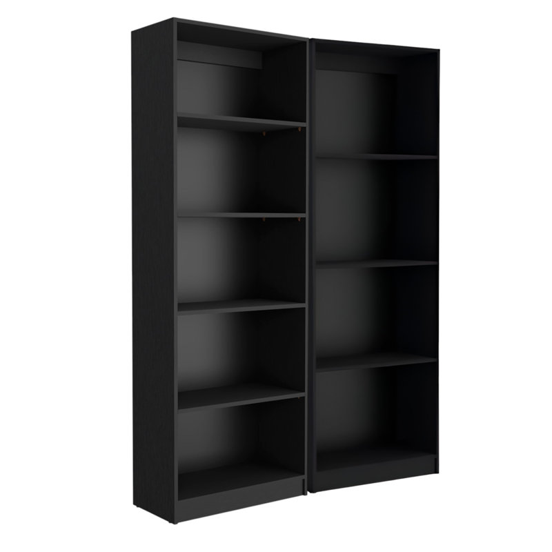 Ensemble de deux bibliothèques à niveaux multiples en bois noir