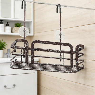 Shower Caddy Hanging Organizer - Over The Door Bathroom Storage With 6 Hooks, 2 Installation Ways, Rustproof Stainless Steel Construction, No Drilling Required