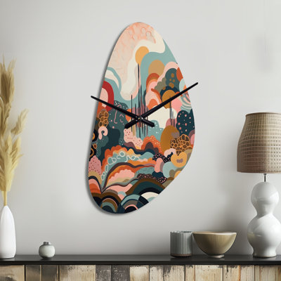 Mishra rose vert Minimalims Explosion II - Minimalisme, horloge murale asymétrique