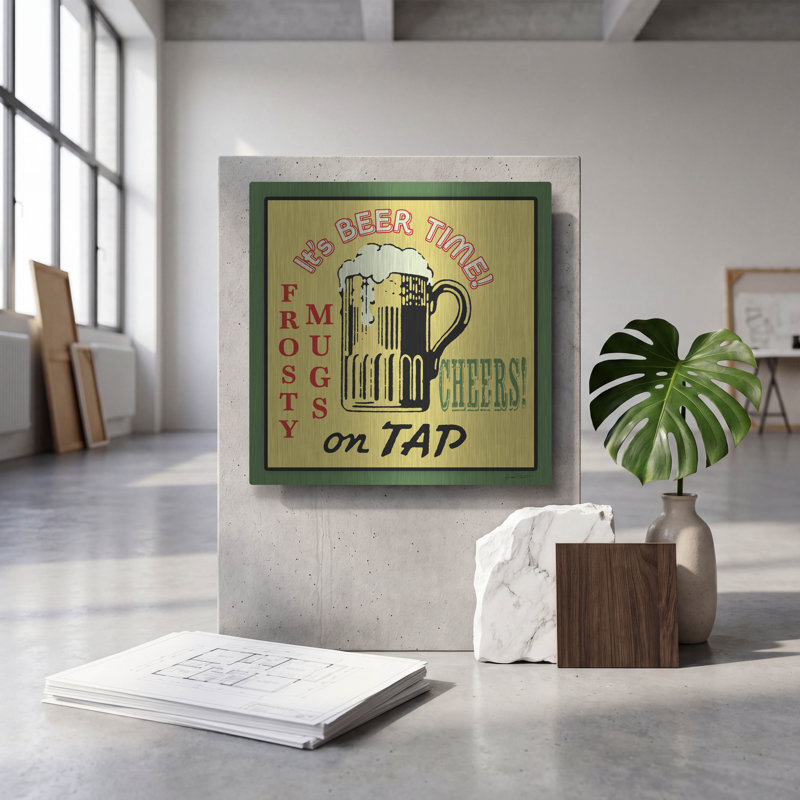  «Tap-bière» par Jean Plout, art mural en métal, 12 po x 12 po, 12 po x 12 po