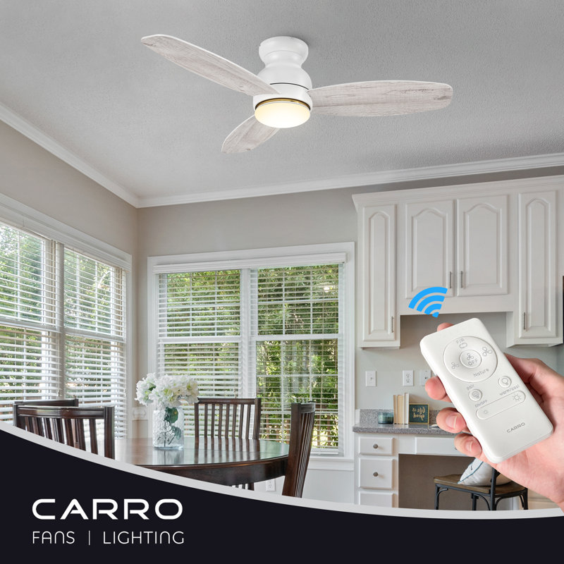 48'' Ceiling Fan with LED Lights, Light Gray Wooden