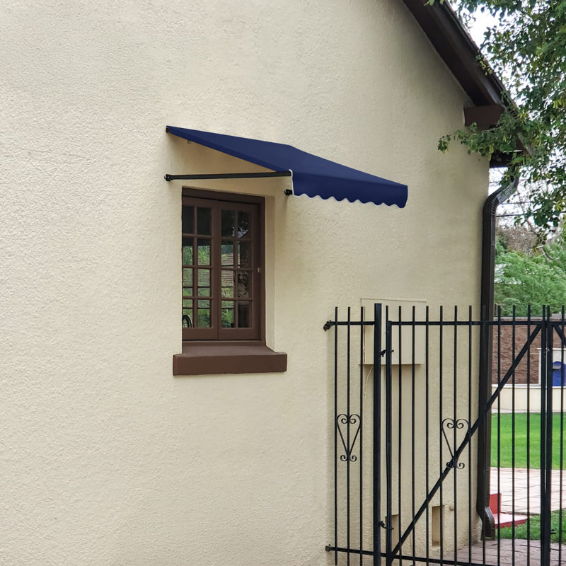 Auvent fixe en tissu acrylique rétro Awntech Dallas, H 16 po x l 88,5 po x P 30 po, Marine