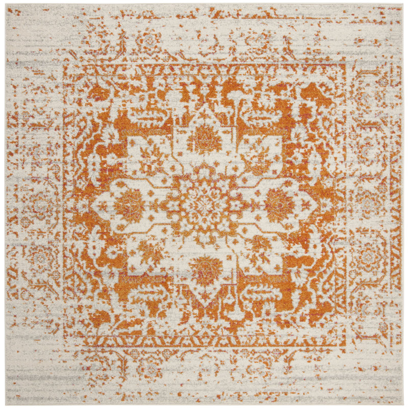 Christa Oriental Orange/Ivory Area Rug, Square 10'