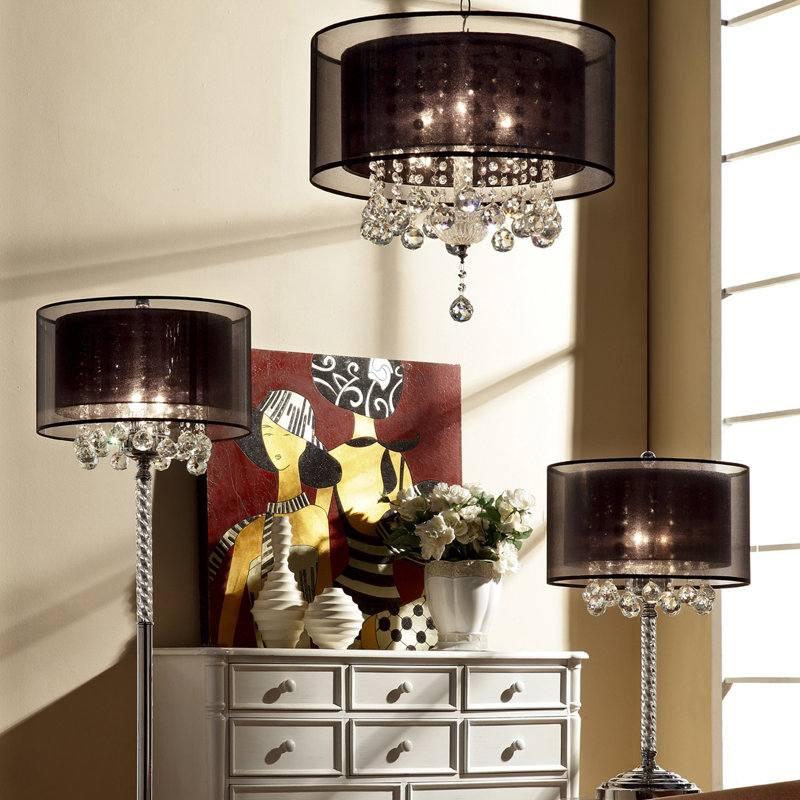 Deriah 62.5'' Steel Traditional Floor Lamp, Black