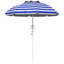 5. Parasol de plage portatif de 7 pi avec inclinaison, hauteur réglable, 2 porte-gobelets et crochets, parasol d'extérieur à volants UV 40+ avec auvent ventilé, rayure bleu blanc-7729785